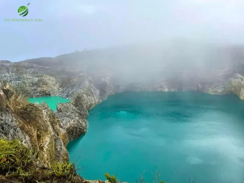 The iconic tri-colored crater lakes of Kelimutu