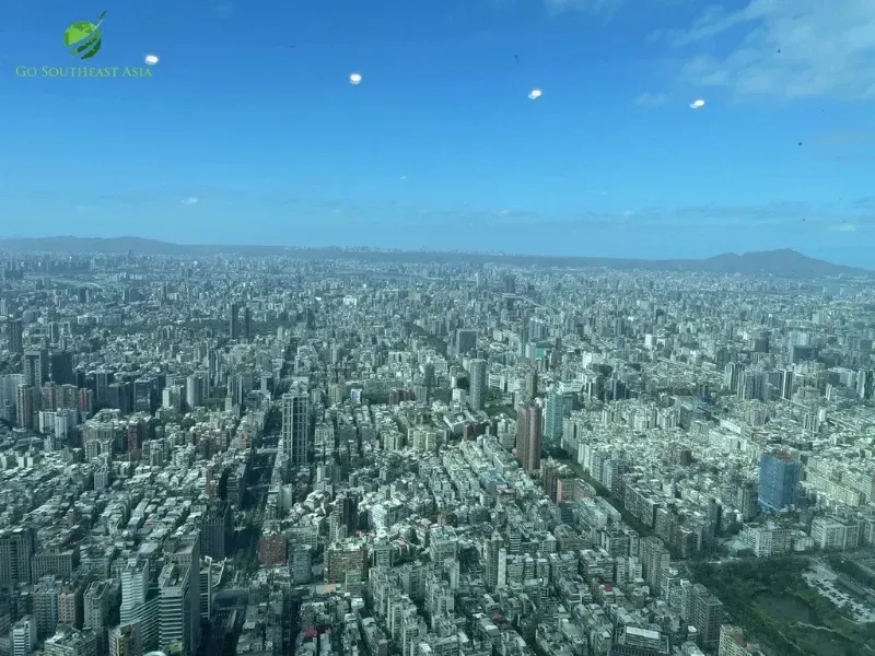 Panoramic view of Taipei city from Taipei 101 observatory